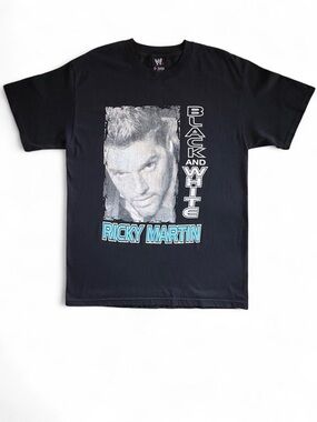 y2k Ricky Martin Black and White 2007 Tour Tee WWE Tag Large